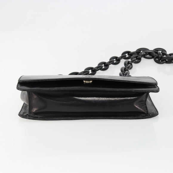 PRADA Chain Shoulder Bag Leather Black Silver Auth 186197A