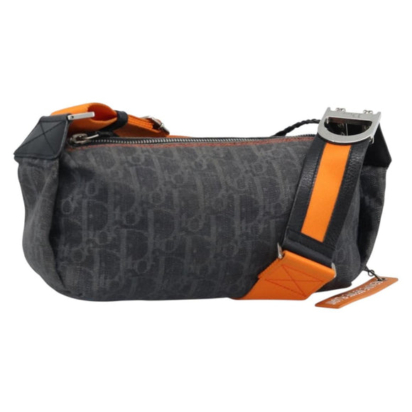 Christian Dior Trotter Canvas Flight Shoulder Bag Gray Silver Auth 186198V