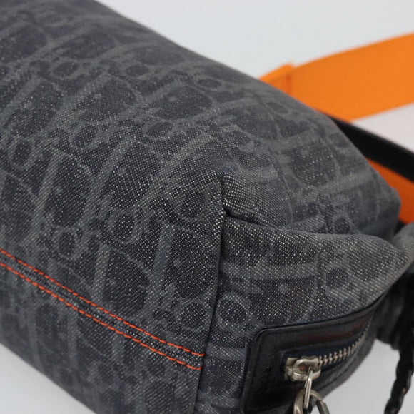 Christian Dior Trotter Canvas Flight Shoulder Bag Gray Silver Auth 186198V