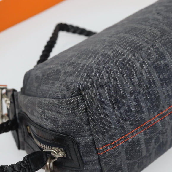 Christian Dior Trotter Canvas Flight Shoulder Bag Gray Silver Auth 186198V