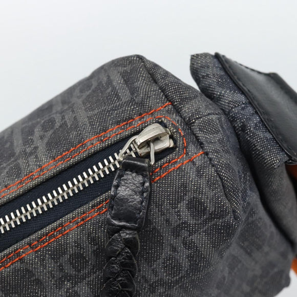 Christian Dior Trotter Canvas Flight Shoulder Bag Gray Silver Auth 186198V