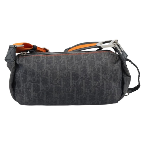 Christian Dior Trotter Canvas Flight Shoulder Bag Gray Silver Auth 186198V