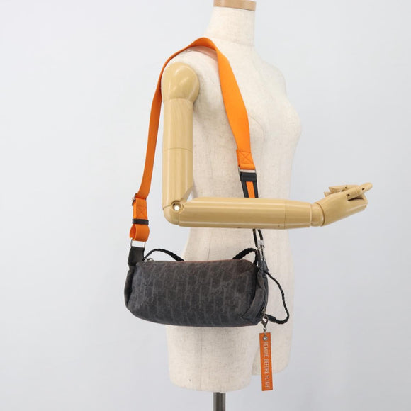 Christian Dior Trotter Canvas Flight Shoulder Bag Gray Silver Auth 186198V