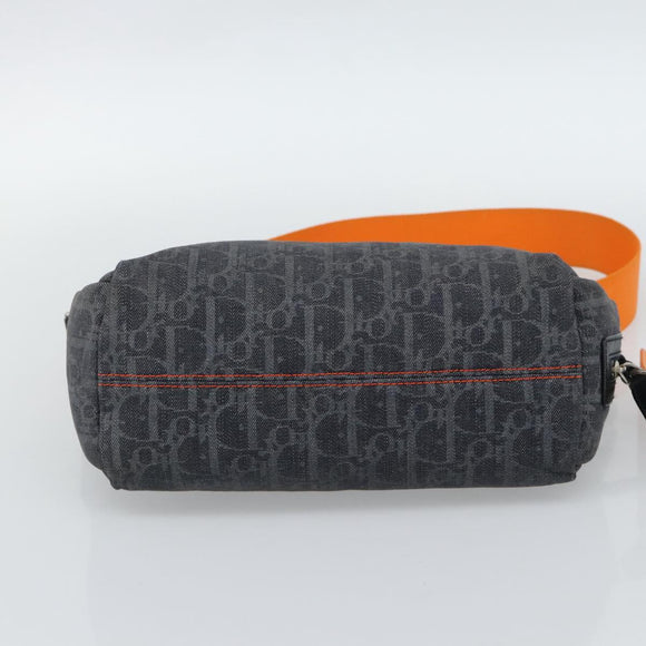 Christian Dior Trotter Canvas Flight Shoulder Bag Gray Silver Auth 186198V