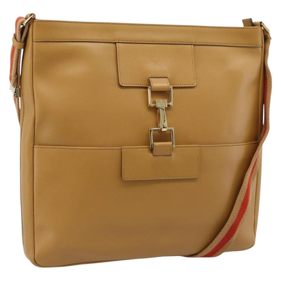 GUCCI Sherry Line Shoulder Bag Leather Brown Gold 001 4094 Auth 186199A