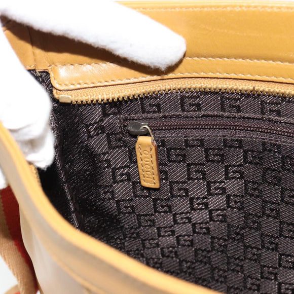 GUCCI Sherry Line Shoulder Bag Leather Brown Gold 001 4094 Auth 186199A