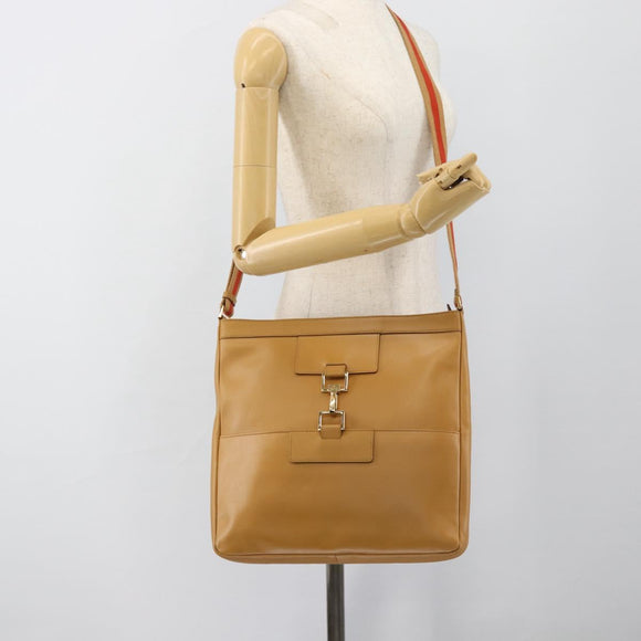 GUCCI Sherry Line Shoulder Bag Leather Brown Gold 001 4094 Auth 186199A