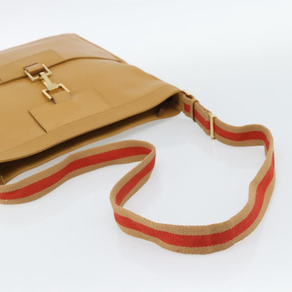 GUCCI Sherry Line Shoulder Bag Leather Brown Gold 001 4094 Auth 186199A