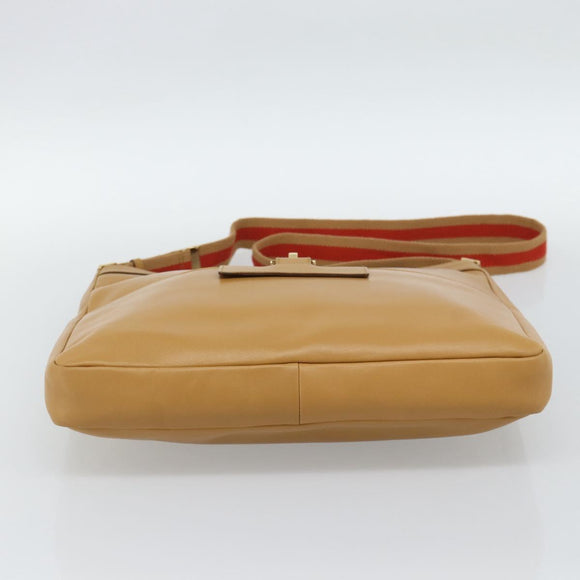 GUCCI Sherry Line Shoulder Bag Leather Brown Gold 001 4094 Auth 186199A