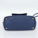 PRADA Hand Bag Saffiano leather 2way Blue Gold Auth 186202M-5