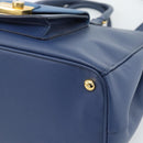 PRADA Hand Bag Saffiano leather 2way Blue Gold Auth 186202M-9