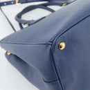 PRADA Hand Bag Saffiano leather 2way Blue Gold Auth 186202M-18