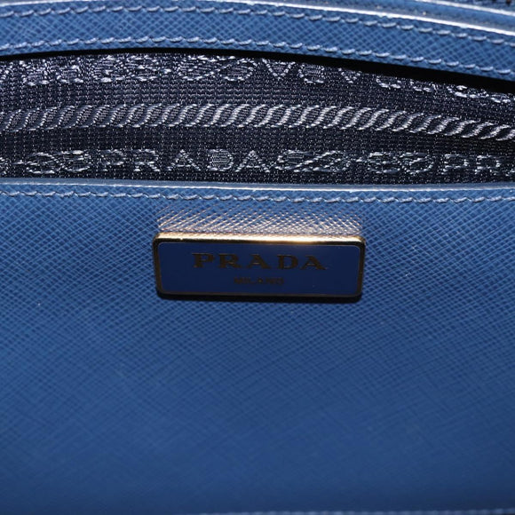PRADA Hand Bag Saffiano leather 2way Blue Gold Auth 186202M