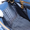 PRADA Hand Bag Saffiano leather 2way Blue Gold Auth 186202M-21