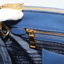 PRADA Hand Bag Saffiano leather 2way Blue Gold Auth 186202M-22