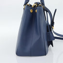 PRADA Hand Bag Saffiano leather 2way Blue Gold Auth 186202M-3