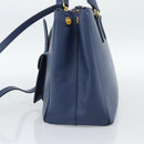 PRADA Hand Bag Saffiano leather 2way Blue Gold Auth 186202M-4