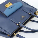 PRADA Hand Bag Saffiano leather 2way Blue Gold Auth 186202M-6