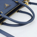 PRADA Hand Bag Saffiano leather 2way Blue Gold Auth 186202M-7