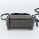 CELINE Pico Belt Hand Bag Leather 2way Gray Gold Auth 186203-5
