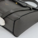 CELINE Pico Belt Hand Bag Leather 2way Gray Gold Auth 186203-15