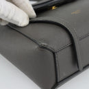 CELINE Pico Belt Hand Bag Leather 2way Gray Gold Auth 186203-16