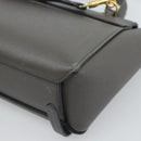 CELINE Pico Belt Hand Bag Leather 2way Gray Gold Auth 186203-17