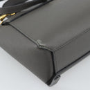CELINE Pico Belt Hand Bag Leather 2way Gray Gold Auth 186203-10