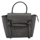 CELINE Pico Belt Hand Bag Leather 2way Gray Gold Auth 186203-13