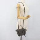 CELINE Pico Belt Hand Bag Leather 2way Gray Gold Auth 186203-21