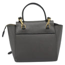 CELINE Pico Belt Hand Bag Leather 2way Gray Gold Auth 186203-2