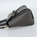CELINE Pico Belt Hand Bag Leather 2way Gray Gold Auth 186203-3