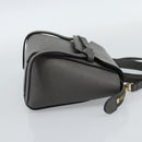 CELINE Pico Belt Hand Bag Leather 2way Gray Gold Auth 186203-4