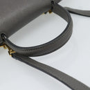 CELINE Pico Belt Hand Bag Leather 2way Gray Gold Auth 186203-7
