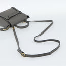 CELINE Pico Belt Hand Bag Leather 2way Gray Gold Auth 186203-8