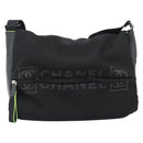 CHANEL Sports Line Shoulder Bag Nylon Black Silver CC Auth 186205SAV-13