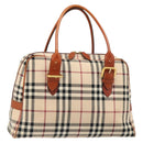 BURBERRY Nova Check Hand Bag Canvas Beige Gold Auth 186208A-1