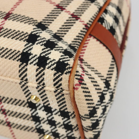 BURBERRY Nova Check Hand Bag Canvas Beige Gold Auth 186208A