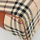 BURBERRY Nova Check Hand Bag Canvas Beige Gold Auth 186208A-11