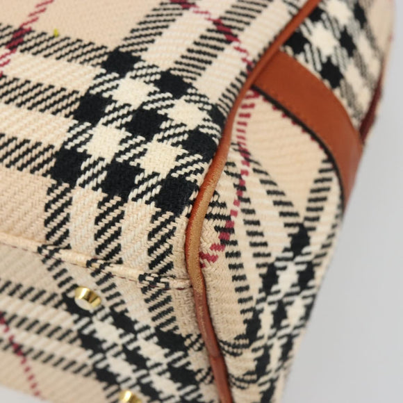 BURBERRY Nova Check Hand Bag Canvas Beige Gold Auth 186208A