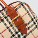BURBERRY Nova Check Hand Bag Canvas Beige Gold Auth 186208A-14