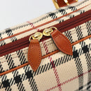 BURBERRY Nova Check Hand Bag Canvas Beige Gold Auth 186208A-15