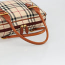 BURBERRY Nova Check Hand Bag Canvas Beige Gold Auth 186208A-7