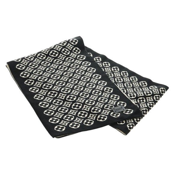 LOUIS VUITTON Echarpsky Scarf Cashmere Black White LV Auth 186209M