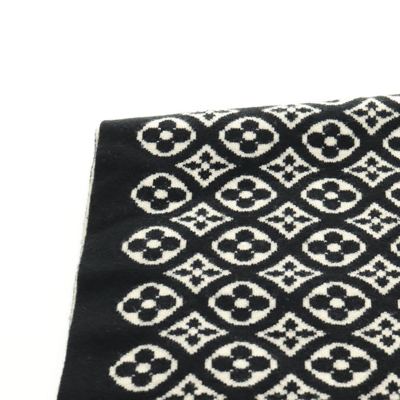 LOUIS VUITTON Echarpsky Scarf Cashmere Black White LV Auth 186209M