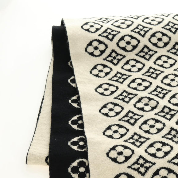 LOUIS VUITTON Echarpsky Scarf Cashmere Black White LV Auth 186209M