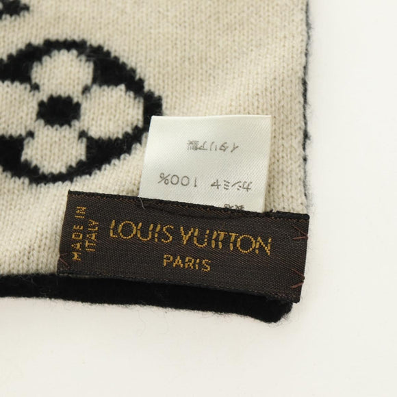 LOUIS VUITTON Echarpsky Scarf Cashmere Black White LV Auth 186209M