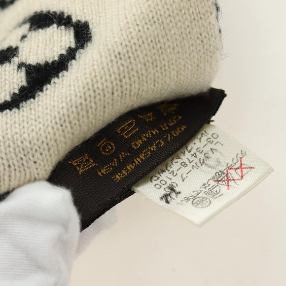 LOUIS VUITTON Echarpsky Scarf Cashmere Black White LV Auth 186209M
