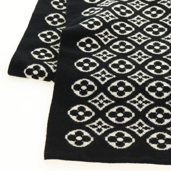 LOUIS VUITTON Echarpsky Scarf Cashmere Black White LV Auth 186209M