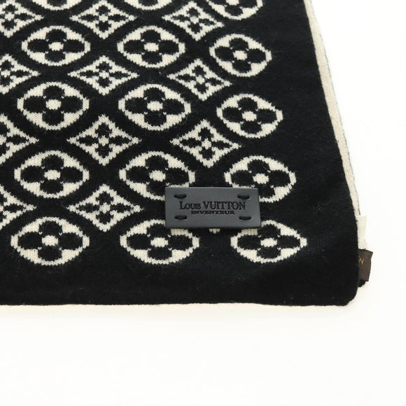 LOUIS VUITTON Echarpsky Scarf Cashmere Black White LV Auth 186209M